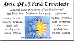 Statuary, foountains, benches, crystals, gemstones, sage,incense, candles and more